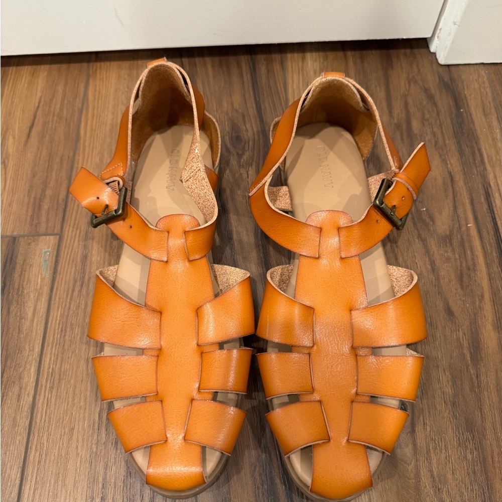 Old Navy Orange Leather Fisherman Sandals
